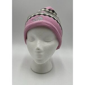 The North Face Pink Fair Isle Knit Beanie Hat One Size Canada